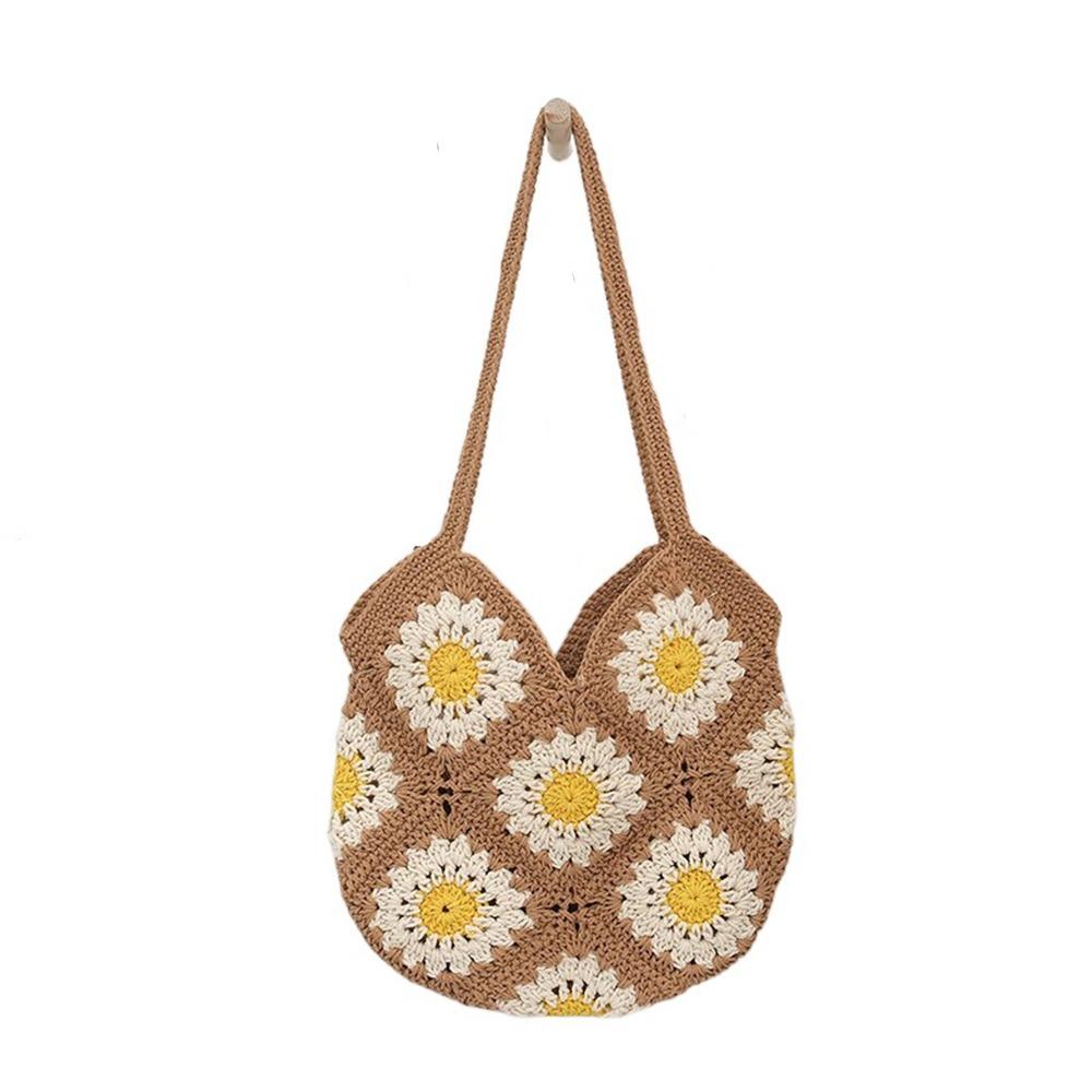 

Leisure Boho Shoulder Bag Handmade Women s Tote Bag Fashion Crochet Knit Bag Travel Style 4