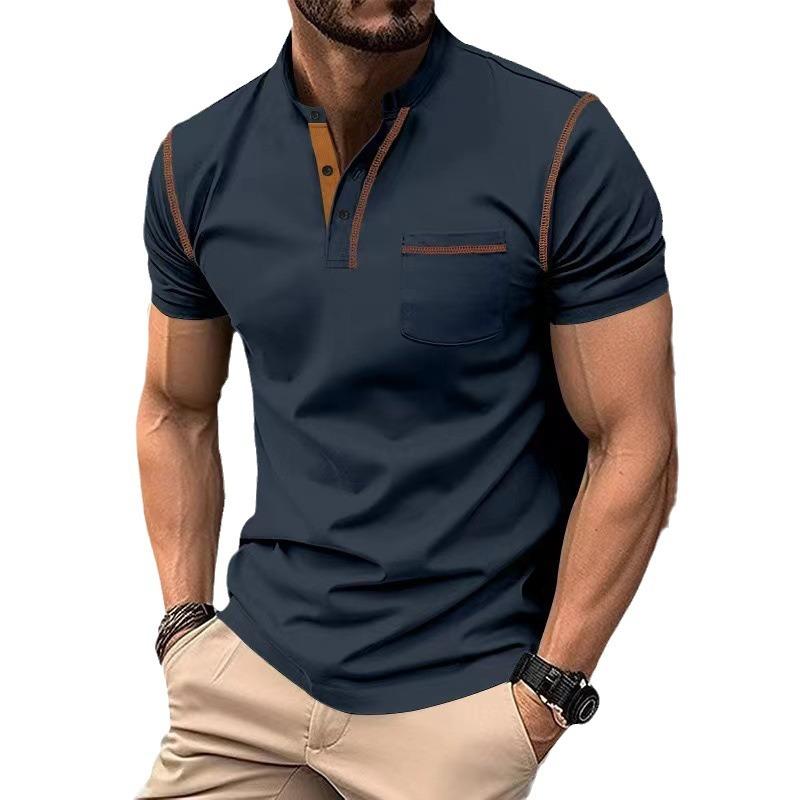 Summer Mens Polo Shirt Men Casual Holiday Shirts Male Short Sleeve Fashion Polo Shirts Men Solid Color Patchwork Tshirt