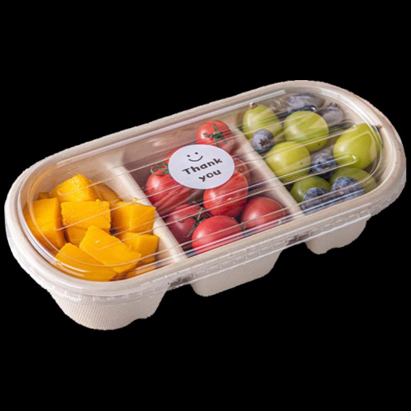 MEIDI 1100ml 3-Compartment Degradable Pulp Bento Box Set
