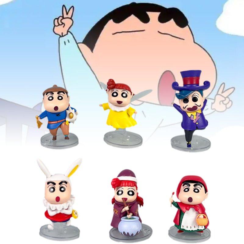 Crayon 6pcs Shin Chan Toy Doll Pvc Model Desktop Decoration Ornament Gifts Child