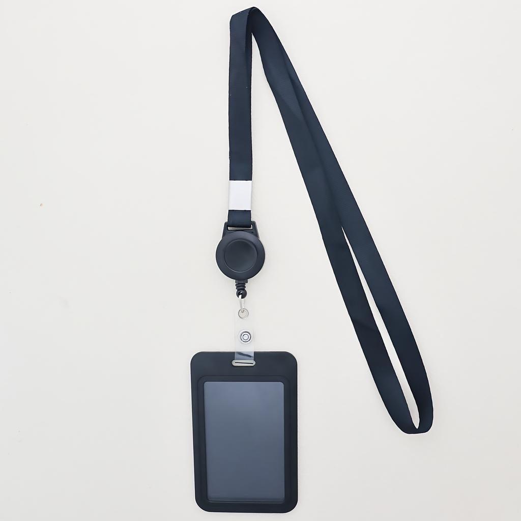 Pure Color Retractable Badge Reel Retractable Teacher Lanyard with Name Card Badge Holder Neck Strap Keychian Accessories Gift