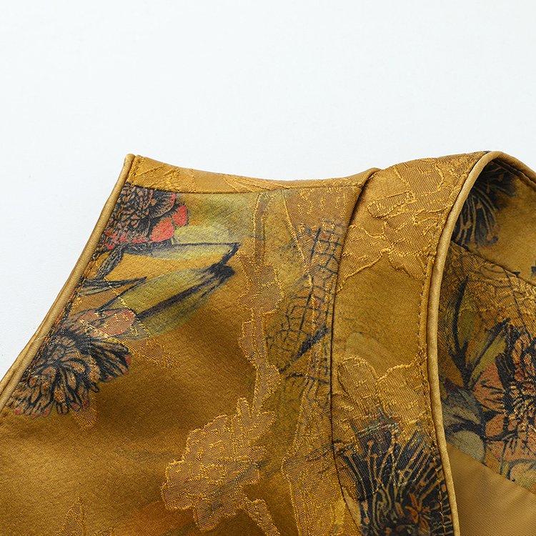 Women's Spring Autumn Jacquard Buckle Vest - New Chinese Style for Middle-aged Mothers