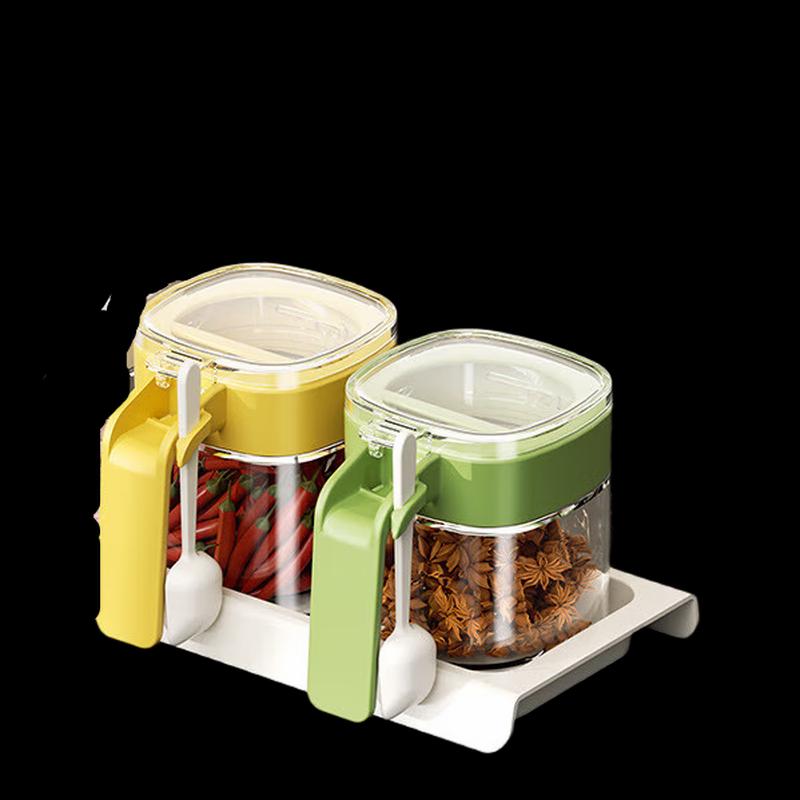 Glass Spice Jar Set with Spoons