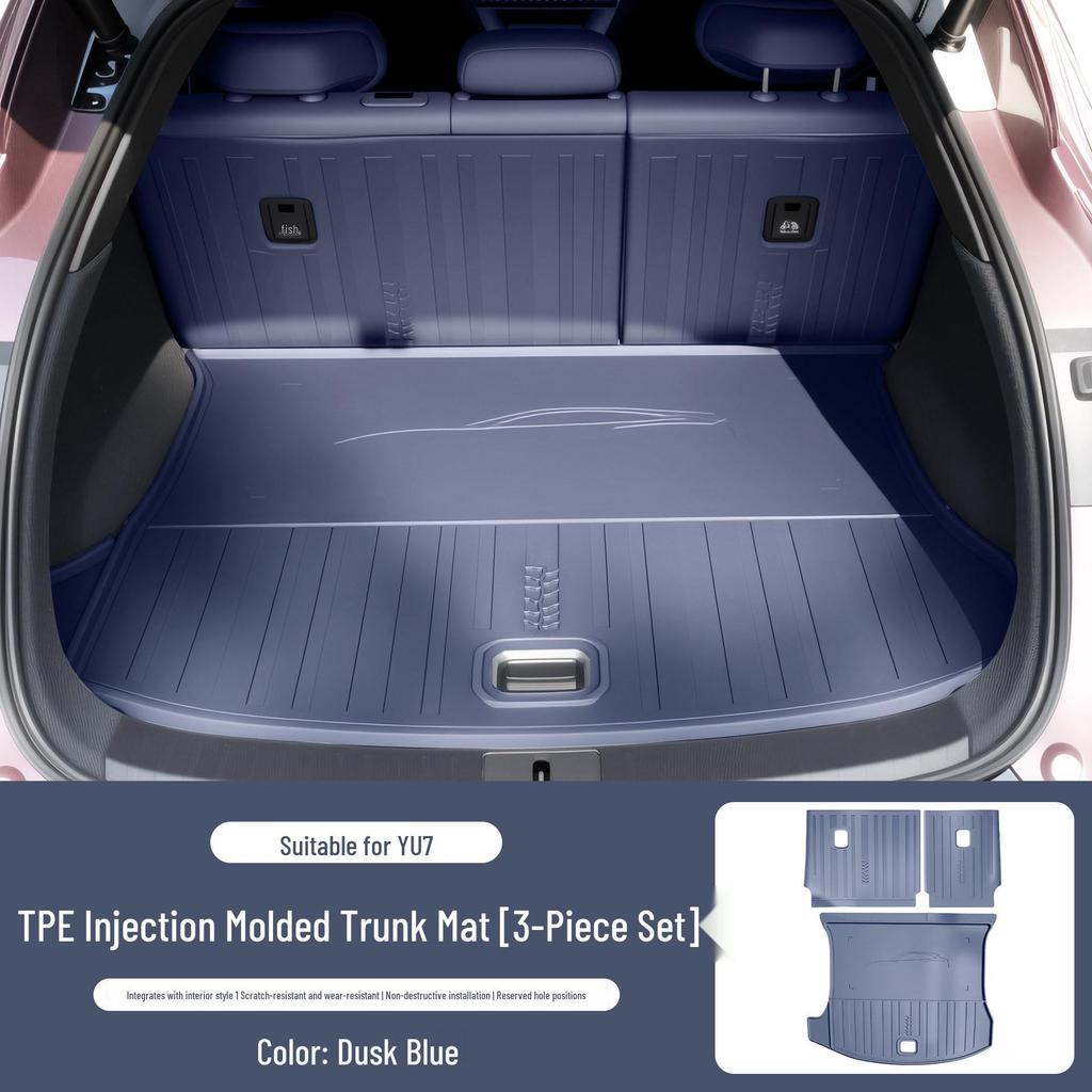 Compatible with Xiaomi YU7 TPE Trunk Mat: Dirt-Resistant Rear Floor Mats & Backrest Pad Interior Accessory