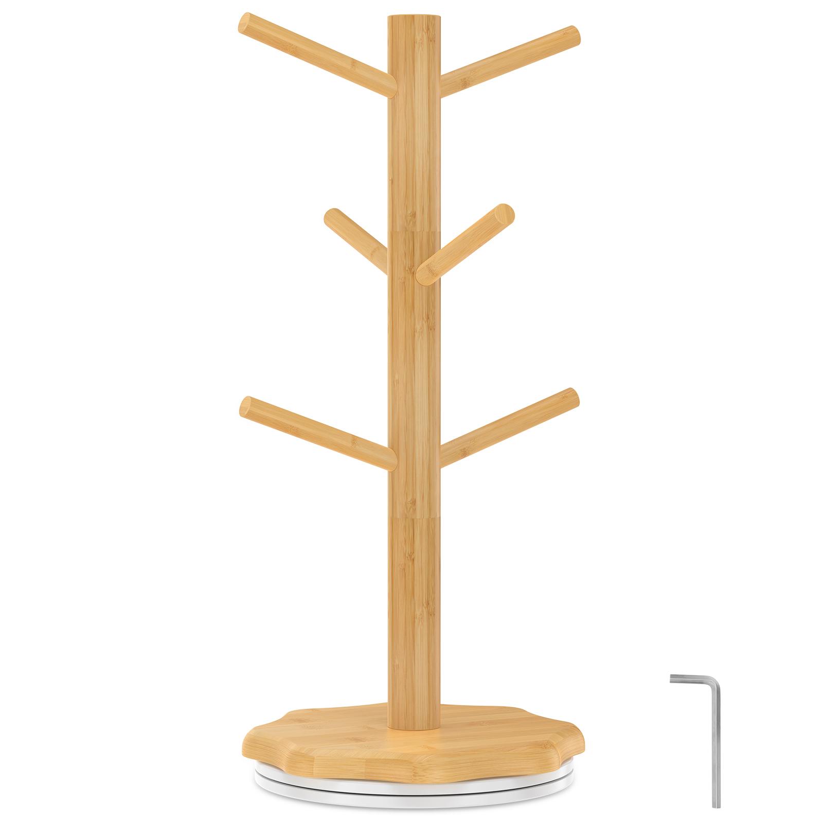 Бамбуковая подставка-держатель для кренделей в форме дерева, стойка для демонстрации кренделей с вращающейся на 360° основой и 6 кронштейнами для кухни, ресторана, кафе, бара