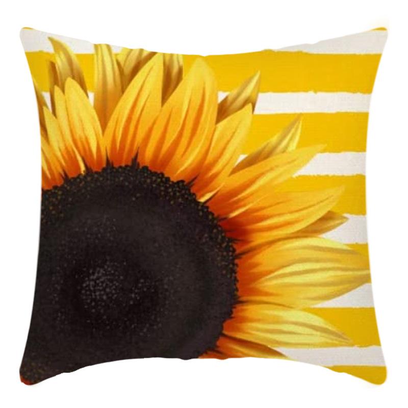 Printed Sunflower Nordic Fresh Home Cotton and Linen Pastoral Style Pillow Living Room Sofa B&B Bay Window Large Cushion Cover