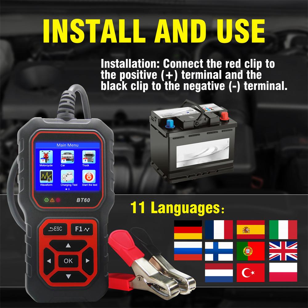 NEW Digital Battery Analyzer Tester For 12V 24V Car Truck Motorcycle Universal