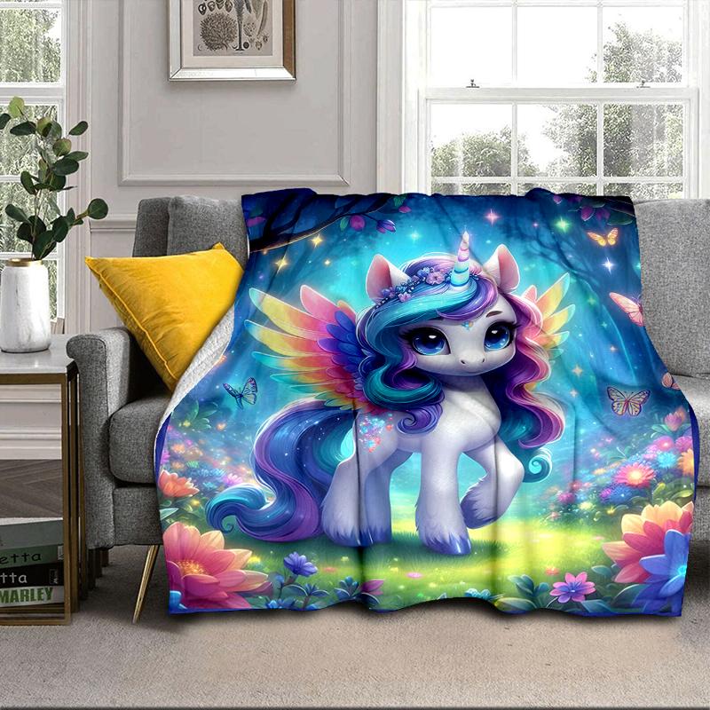 Rainbow Unicorns Garden Blanket Flannel Blanket for bed, sofa, Camping, Hiking, Picnic Essentials, gift for family Fan gifts