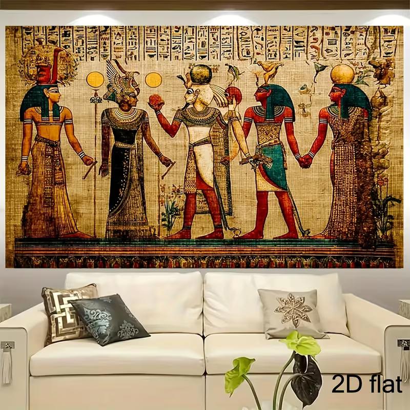 2D Egyptian Themed Backdrop - Vintage Papyrus Gods & Pharaoh Photography Background for Cultural Events