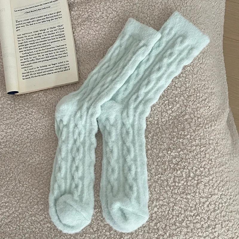 

1/5pairs Winter Warm Coral Fleece Socks Men Solid Loose Sleeping Sock Velvet Home Fluffy Stocking Thicken Thermal Sox Calcetines 1pairs зелений