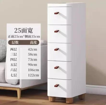 Simple 5 Layer Drawer Storage Cabinet Living Room Toys Frosted Plastic Wood Top Nightstand Organizer Furniture For Home Bedroom