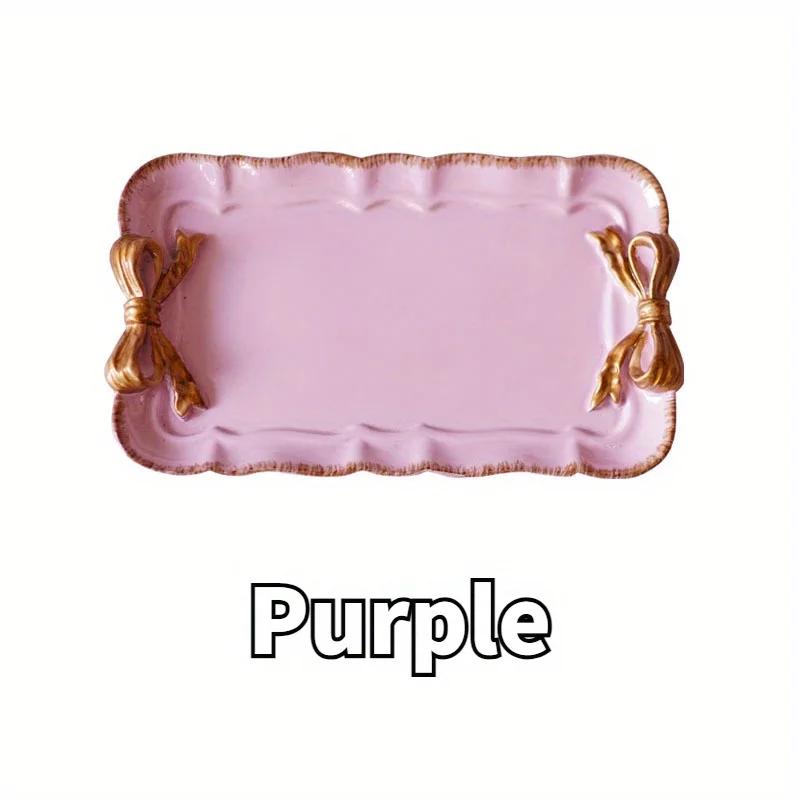 Piece Bow Tray Fruit Dessert Tray Resin Craft Cake Jewelry Storage Tray Party Decoration Tableware Candy Tray Organizer Tools