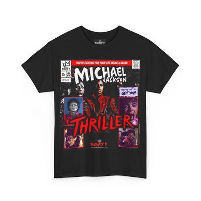 Michael Jackson Thriller MJ %100 Pamuklu Tişört Erkek Tişörtleri Üst Çizgi Roman Sanatı Ricky P Unisex Ağır Pamuklu Tişört