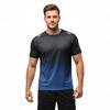 Men's Gradient Athletic T-Shirt, Short Sleeve Stretch Crew Neck Sports Top for Running Gym and Training
