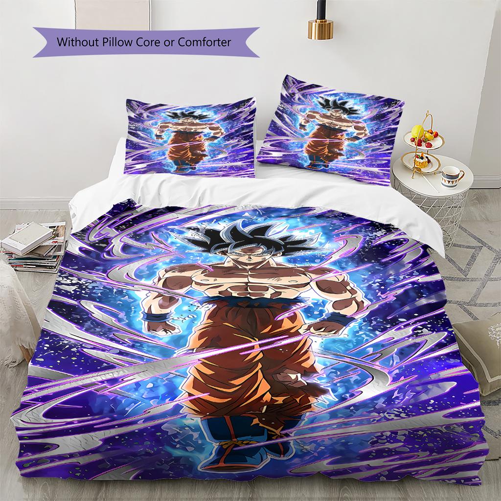 Povlečení se vzorem Son Goku, Sada přikrývky Potah na přikrývku Povlak na polštář Domácí dárek k narozeninám (1 * povlak na peřinu + 2 * povlak na polštář, bez jádra)