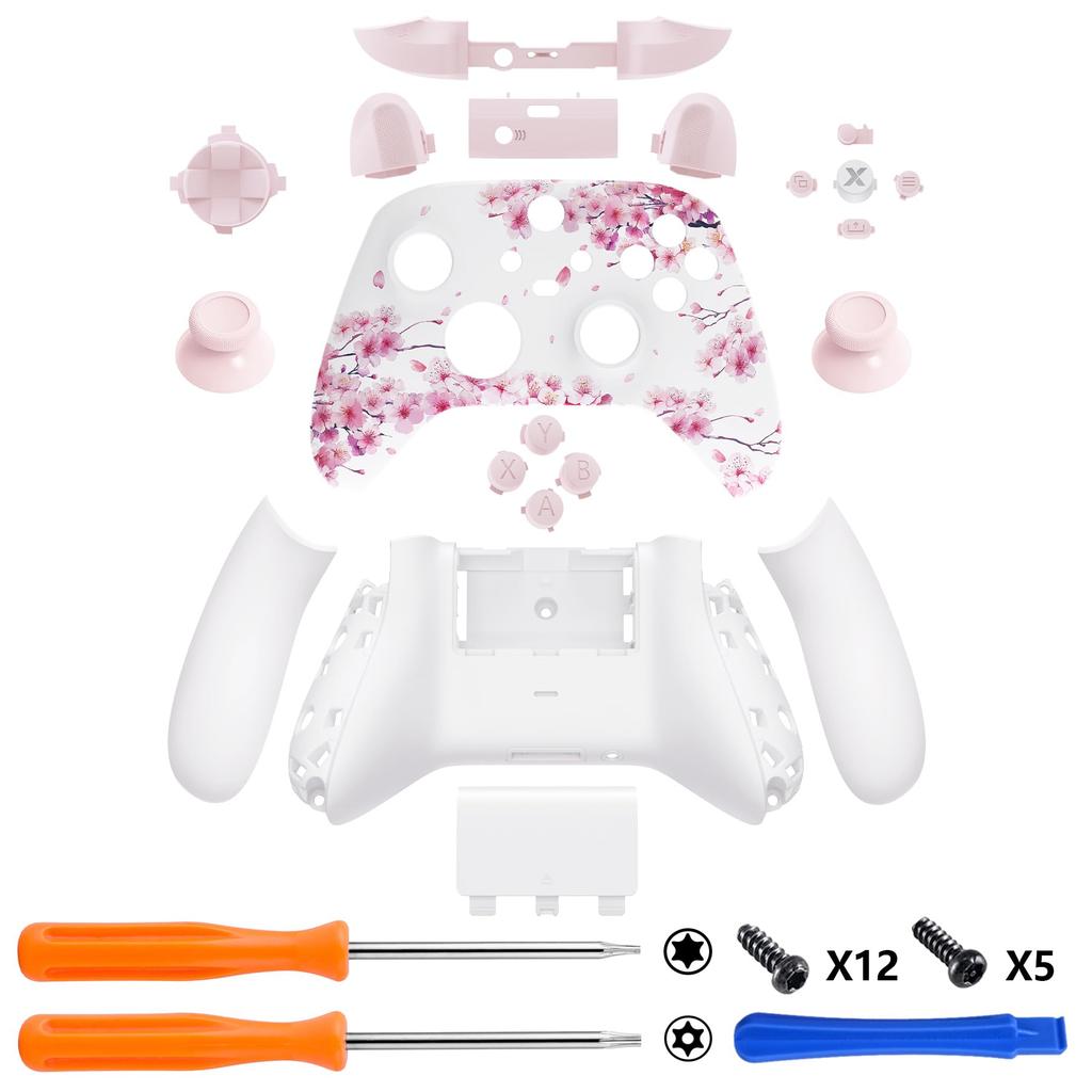 eXtremeRate Full Shell Button Set for Xbox Series X S Replacement Side Rail Grip Front Backplate Cover for Xbox Core Wireless Controller Not no &