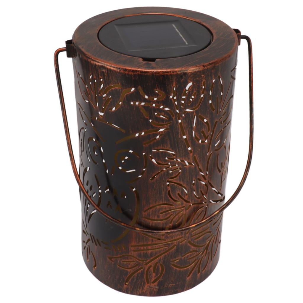 Hanging Solar Lantern Owl LED Garden Solar Light Red Copper Owl Lantern Outdoor Waterproof Metal Decorative Light for