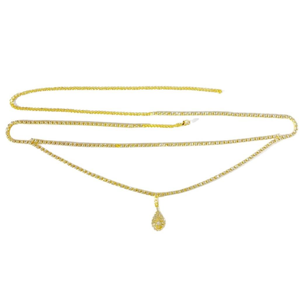 Water Dazzle Heart Waist Chain With Electroplated Finish For Nightclub And Beach Wear