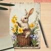 2D Easter Bunny Metal Sign, Vintage Spring Rustic Farmhouse Porch Wall Art, Indoor Outdoor Home Garden Hanging Decor