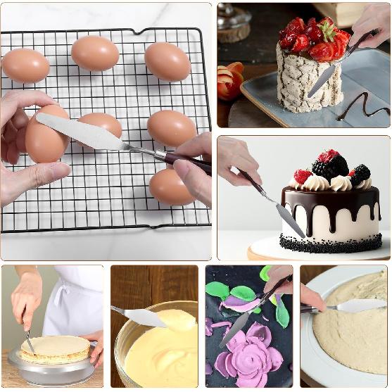 5PCS Cake Cream Spatula, Stainless Steel Icing Frosting Spatula for Cake Decorating, Art Painting Baking Pastry Tool for Fondant Chocolate Cream