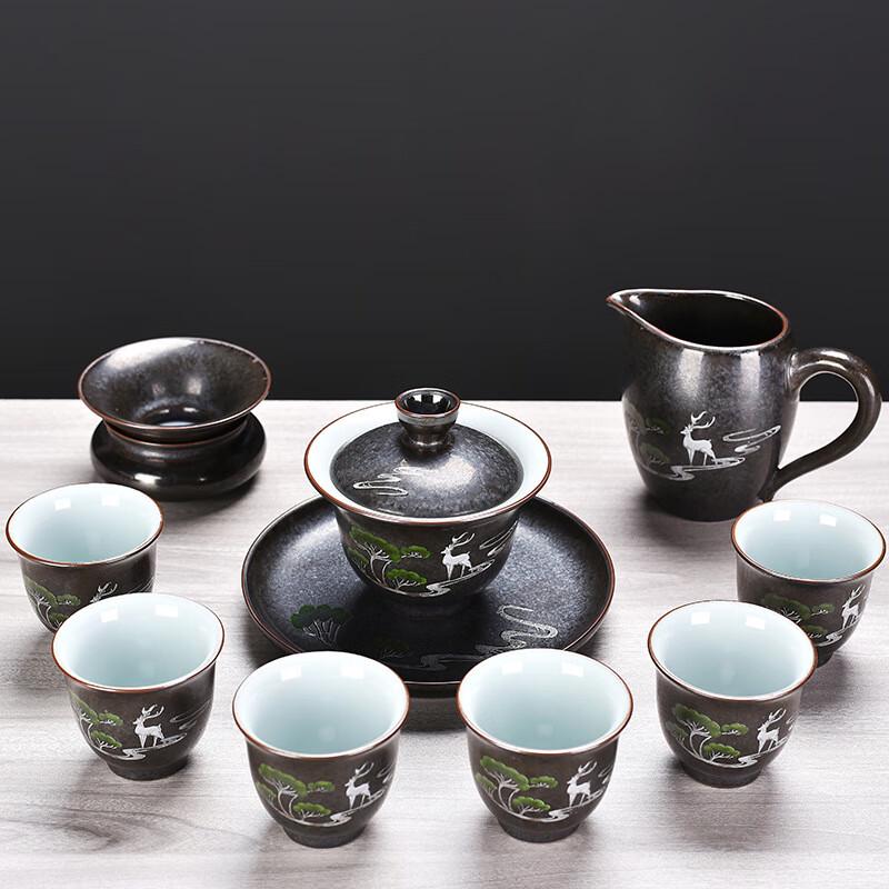 Cha Xun 10-Piece Light Luxury Ceramic Gaiwan Tea Set