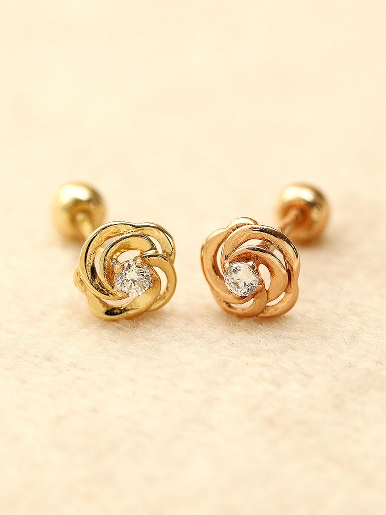 Minimalpiercing 14K 3D Mini Rose Piercing Earrings