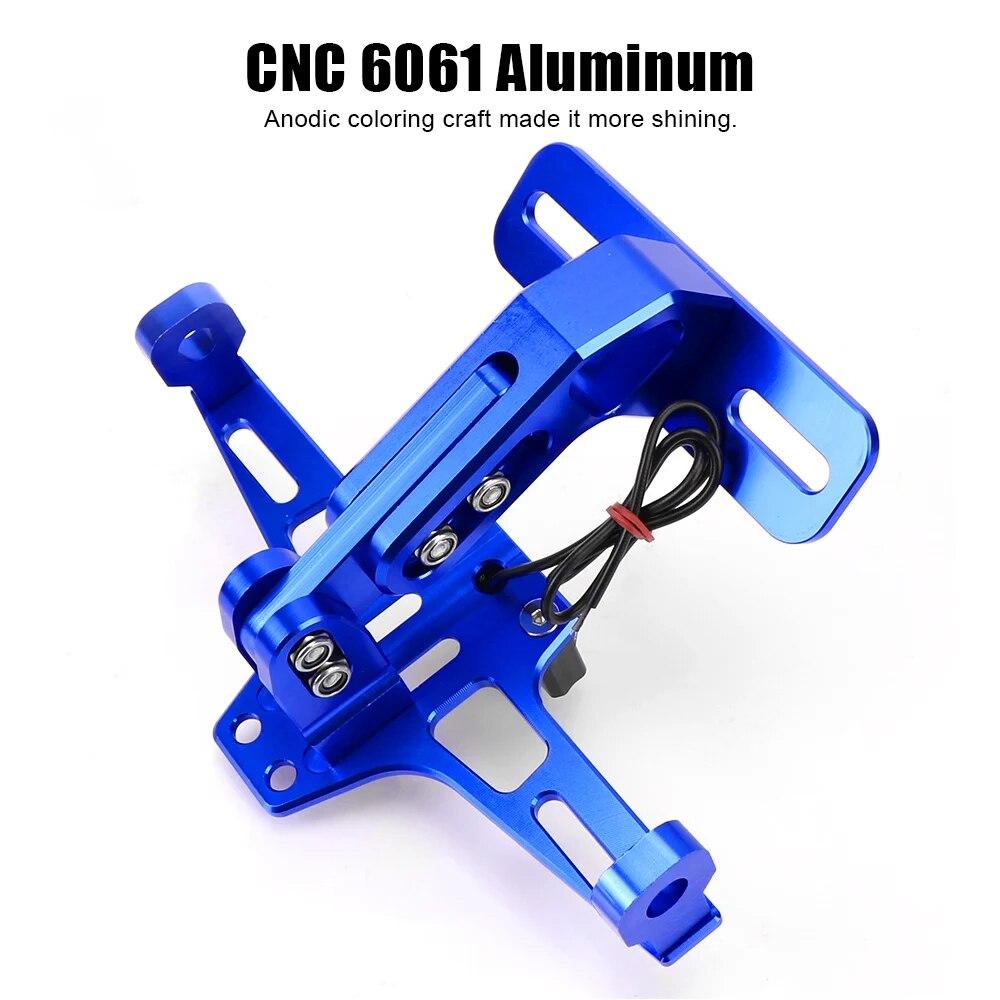 CNC Aluminum Motorcycle License Number Plate Holder Frame Adjustable with LED Light Moto Accessories Turn Signal Light Bracket