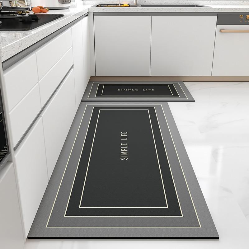 Oil-proof Non-Slip PVC Floor Mat, Easy-to-clean Carpet, Home Decoration, Long Leather Rug, Dirt-resistant Foot Mats, Kitchen