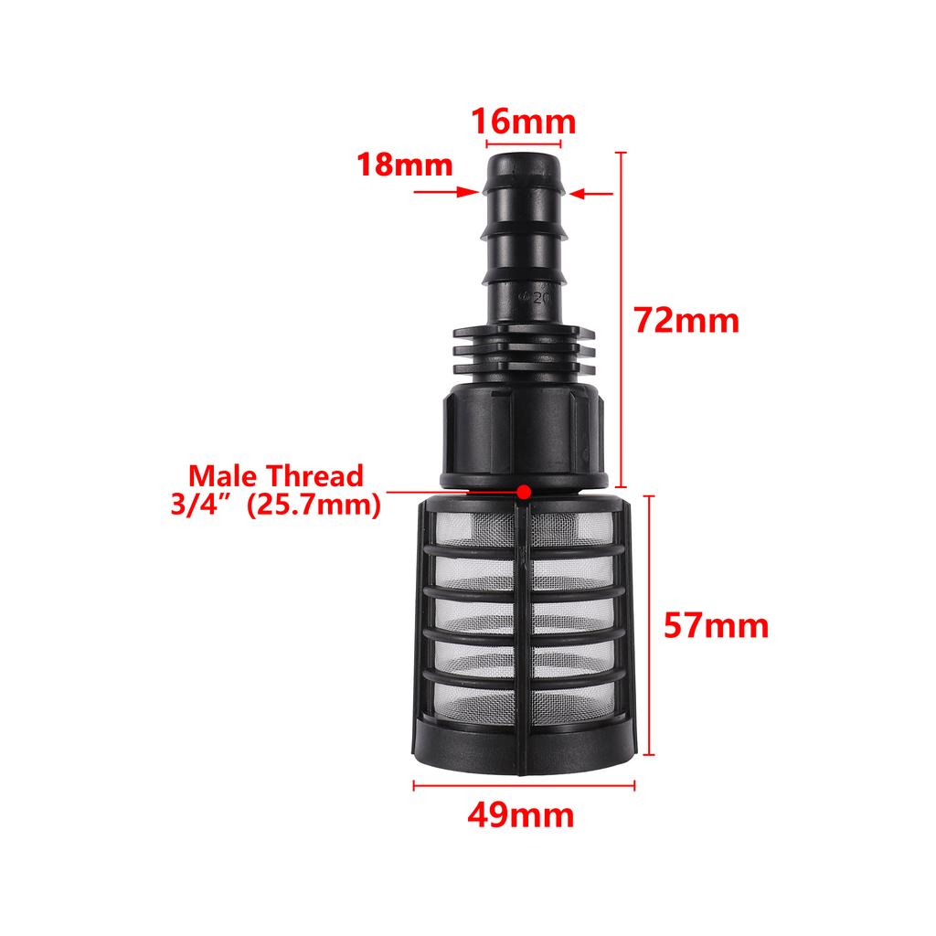 3/4" Male Thread 60 Mesh Micro Water Filter Dn16/20 High Pressure Washer Self-priming Inlet Filter Aquarium Percolation Tool
