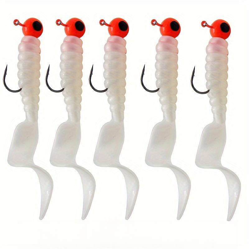 

5 шт./пакет, мягкая приманка для рыбы с джиг-головкой, 5 см, червь, опарыш, приманка для ловли окуня, силиконовая бионика, свимбейт 5pcs белый