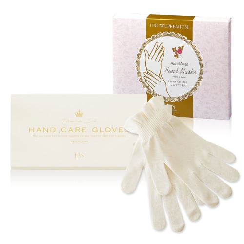Ebisu Cosmetics (EBiS) Uruoito Moisture Hand Mask (36 count) + Silk Gloves Soaked in Undiluted Beauty Serum Hand Care Set (Gift)