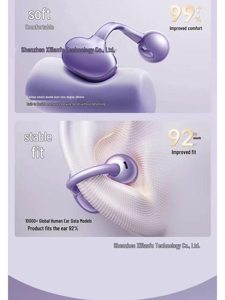 S6 Ultra Clip-On Bluetooth Earbuds: Non-In-Ear Design, Long Battery Life, Compatible with Huawei Devices