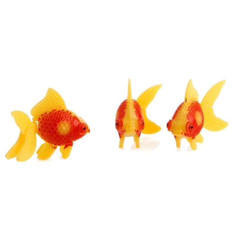 3-teiliger künstlicher Aquariumfisch aus Kunststoff, Goldfisch, realistisches bewegliches Fake-Ornament für Garnelen-Riffaquarien