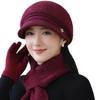 Fashionable Fur Ball Hat Windproof Duck Tongue Wool Hat for Middle aged and Elderly Women Winter Outdoor Warm Knitted Hat Fashionable