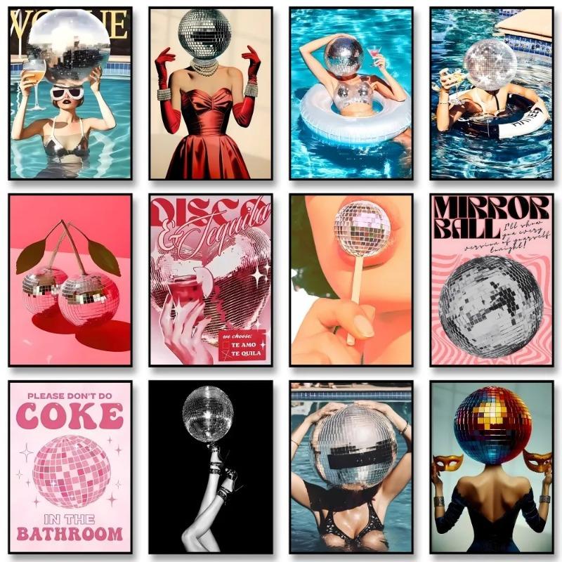 Party Canvas Painting Disco Ball Dancefloor Poster Home Living Room Bedroom Bar Cafe Art Decor Wall Art Decor