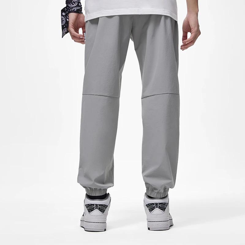 Li Ning Plain Lace-Up Casual Sports Pants Men bottoms Gray AYKT199-4