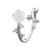 Aurora Camellia Women's Zircon Branch & Leaf Rose Flower Ring