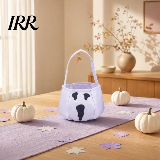 Halloween Bag Cute Treat or Trick with Handle for Kids, Reusable Non Snack Woven Candy Goodie Bag, Soft Handbag Basket Party Favors