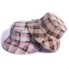 Faux Fur Winter Bucket Hat for Women Fashion Retro Lattice Soft Warm Fishing Cap Outdoor Foldable Hat Fisherman Hat