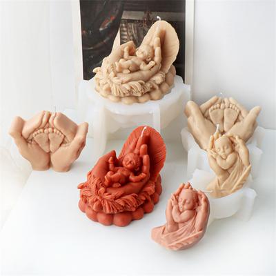 3D Sleep Baby In Hand Candle Silicone Mold DIY Thanksgiving Mom Hand Child Candle Mold For Father's Day Home Decor Resin Gypsum
