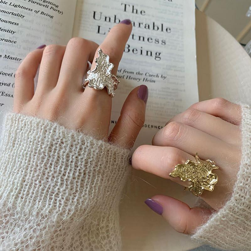 Korean Stylish Inspired S925 Open Ring With Textured Flame For Women Trendy