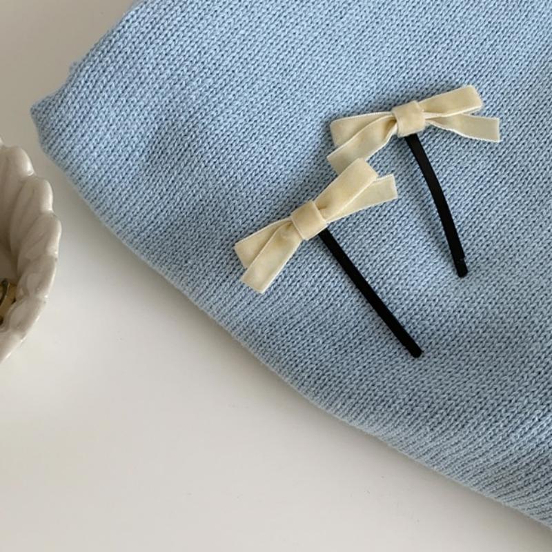 Packung mit 2 schwarzen Samt-Schleifen-Haarspangen Haargummis für Mädchen Kopfschmuck Haarspangen Elastische Haarbänder für Frauen