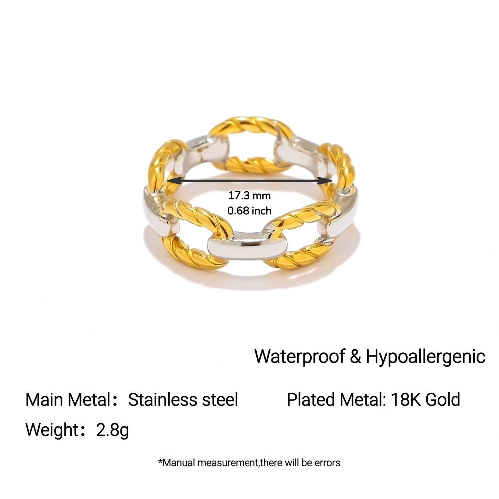 Yingtai Round Geometric Stainless Steel Titanium Ring, 18k Gold-Plated - Trendy Niche Women's Jewelry