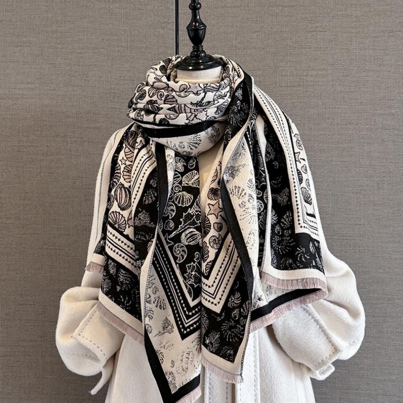 Autumn Winter Cashmere Scarf Women Two-Sided Cashew Flower Female Shawl Wrap Scarves Lady Thick Warm Blanket Echarpe Pashmina