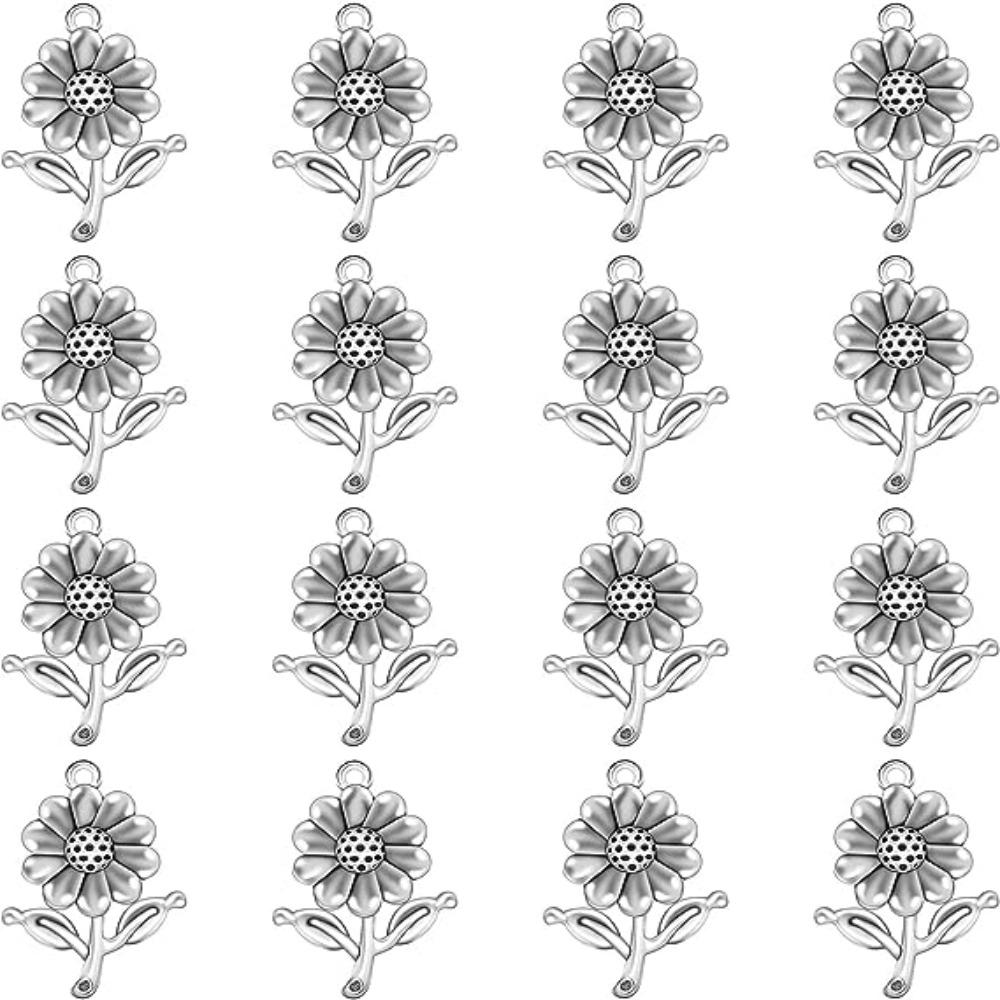 

Посеребренная подвеска с цветком, антикварное серебро, изысканная подвеска, подвеска с подсолнухом, аксессуары для самостоятельного изготовления