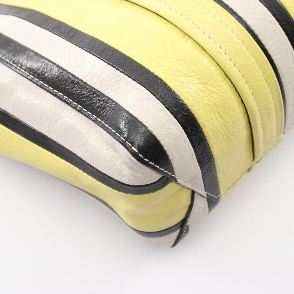 Used BALENCIAGA Barbes 2WAY Handbag 671404 leather Yellow Black White Used Women