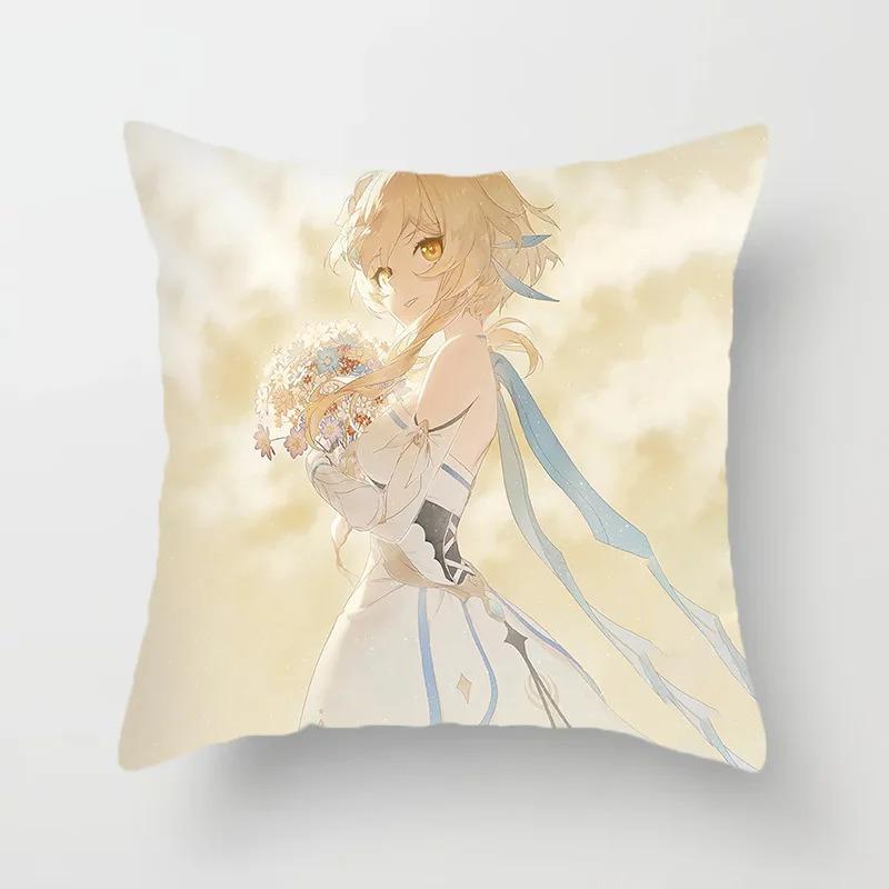 Genshin Impact Anime Kawaii Girl Print Pillowcase Living Room Sofa Bedroom Cushion Cover Cosplay Anime Pillowcase Gift