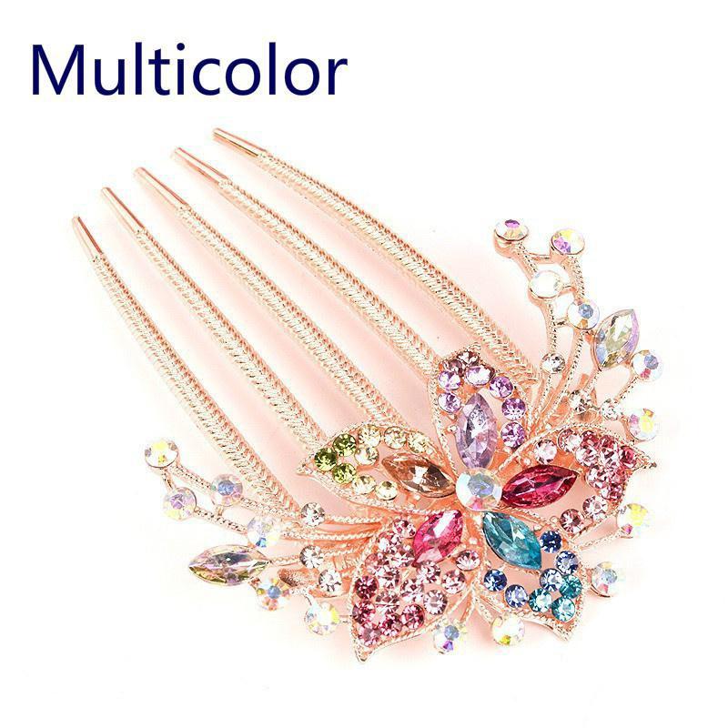 Hair Accessories for Girls - New Collection of Alloy Diamond Hair Comb and Rhinestone Hairpin, Featuring a Five-Tooth Comb and All-Match Plate Design