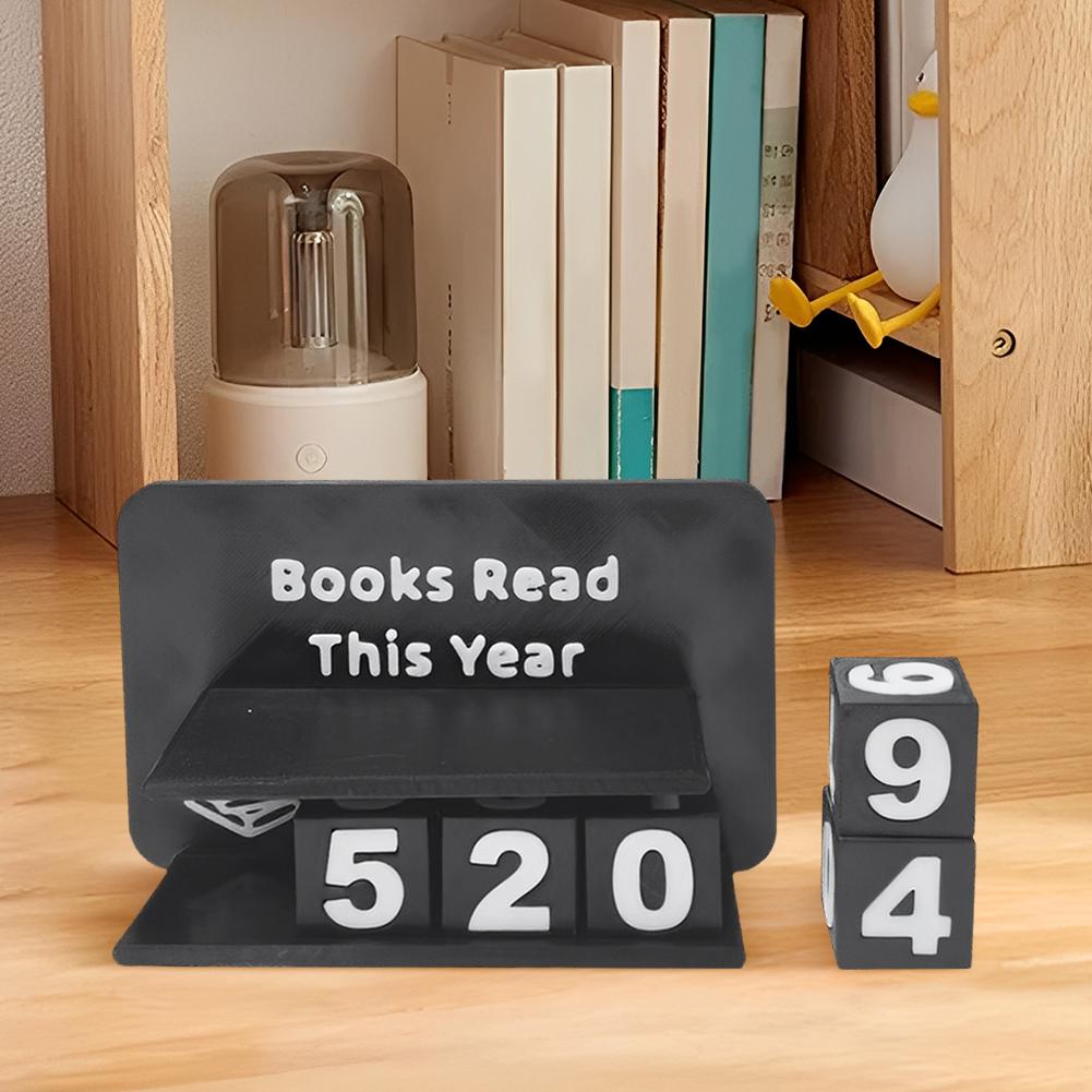 Dieses Jahr gelesene Bücher Buchlese-Tracker 3D-gedrucktes Bibliotheksdekor Ornament Verschleißfest Buchzähler Schild Anmeldung bis zu 999 Büchern