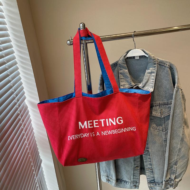 Double-Sided Tote Bag Women's Shoulder Bag Large Capacity Shopping Bag